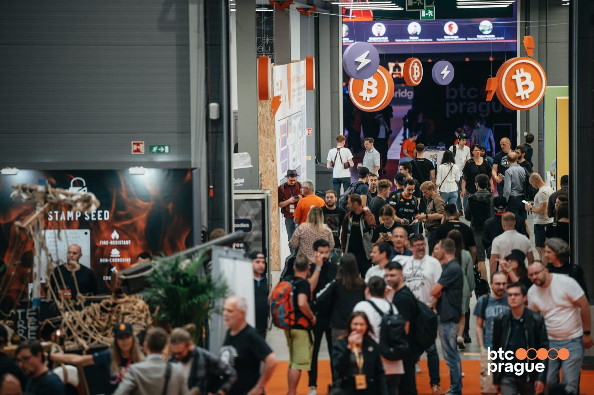 BTC Prague, Bitcoin logo on the conference floor